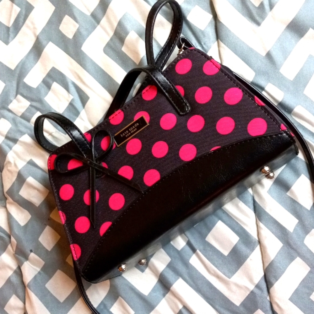 Vintage Kate Spade New York polka dot crossbows purse